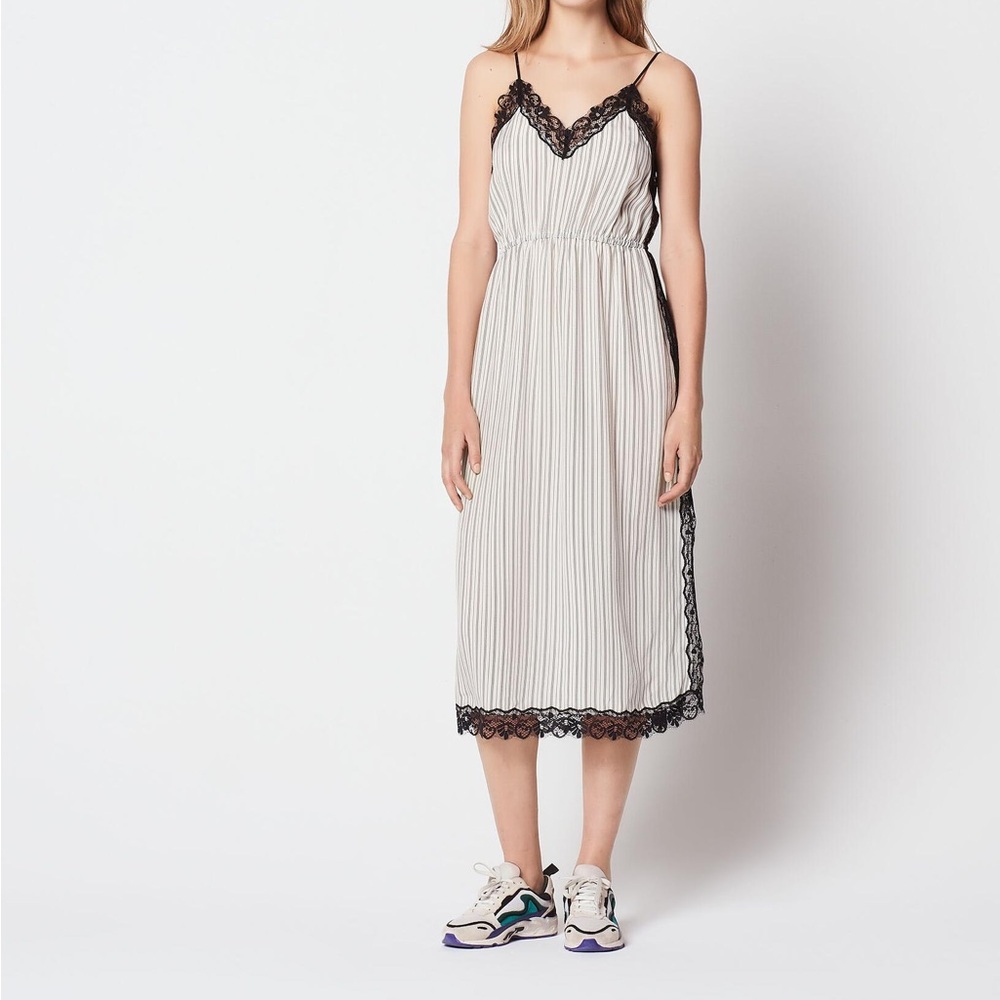 Sandro Black and White Lace Detail Dress